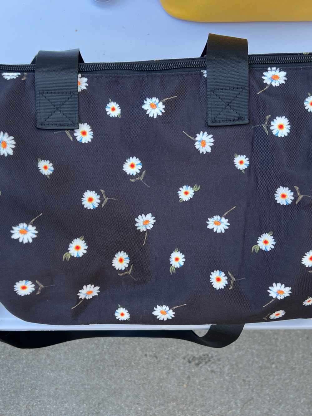 Alice + Olivia Black Daisy Print Travel Tote Bag